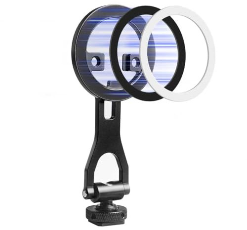SUNLYTOUR Soporte magnético universal para teléfono con calcomanía, adaptador giratorio ajustable para smartphone con soporte de zapata fría para trípode/selfie/jaula para iPhone 17/16/15/14 Series y