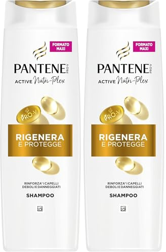 Pantene Pro-V Shampoo Rigenera E Protegge 400ml Capelli Deboli, Secchi, Danneggiati. Deterge Delicatamente e Protegge i Legami del Capello. Senza Siliconi, Olio Minerale e Coloranti. Active Nutri-Plex