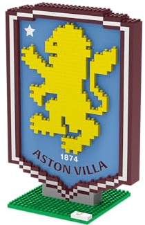 FOCO Offizielles Lizenzprodukt Aston Villa FC BRXLZ Logo 3D Bricks Konstruktionsspielzeug Model