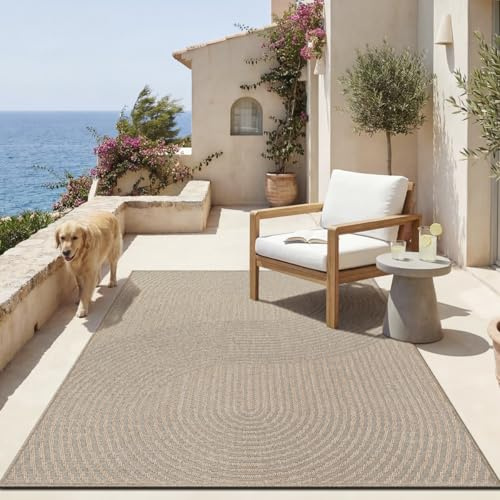 the carpet Mistra - robuster Teppich, modern, langlebig und pflegeleicht, In- und Outdoor, Wohnzimmer, ideal für Küche, Flur und Wintergarten, flachgewebt, Beige, 200 x 280 cm