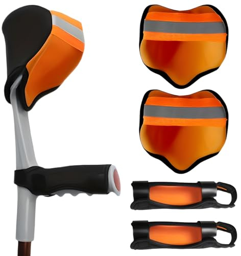 Krücken Griffpolster Unterarmgehstützen Polster Für Gehhilfen – 4er-Set Unterarmgehstützen-Kissen Gegen Druck Und Reibung – Komfort Für Ellbogen, Unterarm Und Oberarm – Schwarz Und Orange