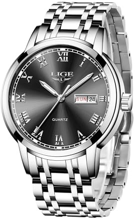 LIGE Uhren Herren Quarz Wasserdicht Datum Leuchtzeiger | LIGE Armbanduhr Herren, Quarz Analog, Edelstahl 3ATM Wasserdicht, Datumsanzeige Leuchtzeiger, Business Outdoor Erholung