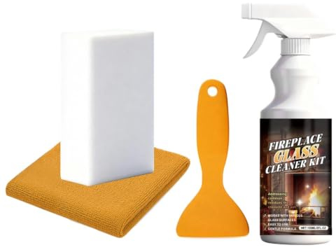 Glasreiniger Für Holzöfen Reiniger Für Ruß Mit Schaber | 150ml Reiniger Für Kaminofen Und Ofentür Für Stahl Gitter Ziegel Stein Fliesen Für Innen Und Außen