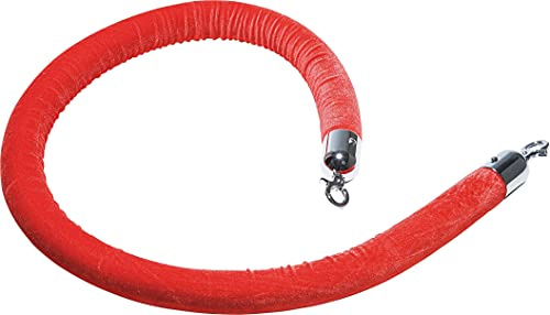 Kare Design VIP Kordel Vegas Samt Rot, Absperrkordel mit Schnappenden, Absperrseil für Personen, Absperrband, Absperrpfosten Seil, 3,8x150x3,8cm (H/B/T)