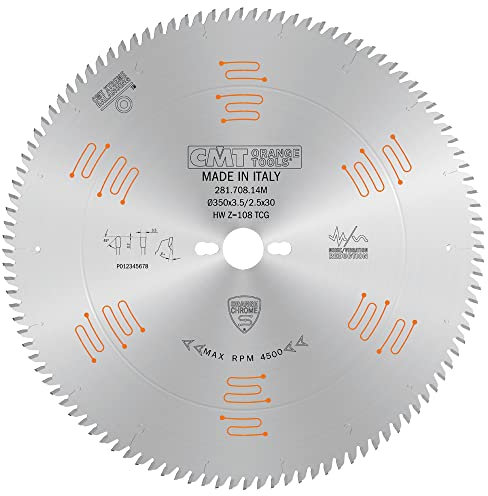 CMT ORANGE TOOLS 281.708.14M - LAMA TRAPEZOIDALE CHROME HW 350x3.5/2.5x30 Z108 TCG 5pos