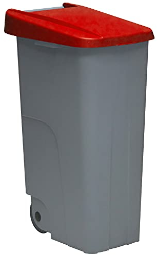 Denox DEN033 Contenedor Reciclo 110 litros Cerrado, Rojo, 420x570x880 mm