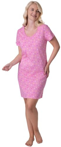 Camille 100% Cotton Women's Nightdress | Knee-Length Lightweight Ladies Cotton Nightie | Short Sleeves & Round Neck | Soft & Breathable Material | Elegant Lace Detailing