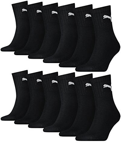 PUMA 12 Paar Socken Short Crew Sportsocken Tennis Socken Gr. 35-49 Unisex, Farbe:200 - black, Socken & Strümpfe:35-38