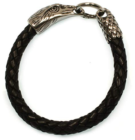 WAVEPIRATE® Echt Leder-Armband Edelstahl Eagle Adler Schwarz 20 cm Edelstahl-Verschluss in Geschenk-Box Herren
