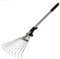 Bticx Verstellbarer Garten-Laubbesen, 55,9 - 73,9 cm, Teleskop-Hacke, Graswerkzeug, mehrzahniger Metallrechen schnelles Aufbauen von Laubheu Gras von Rasen und Hof
