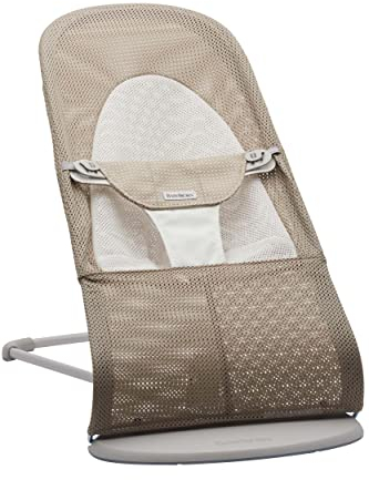 BabyBjörn Babywippe Balance Soft, Netzstoff, Grau-Beige/Weiß