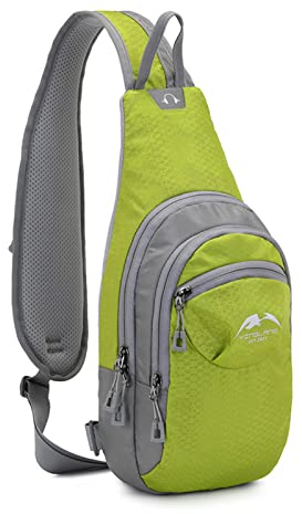 FANDARE Unisex Brusttasche Sport-Schultertaschen Sling Bag Herren Damen Umhängetaschen Crossover Rucksack Schultertasche Daypacks für Outdoor Reisen Camping Wanderrucksäcke Crossbody Pack Grün