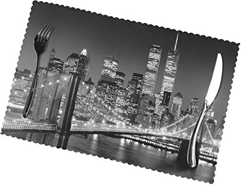 New York Platzdeckchen-Set, 6 Stück, rutschfest, Tischsets, hitzebeständig, 45 x 30 cm