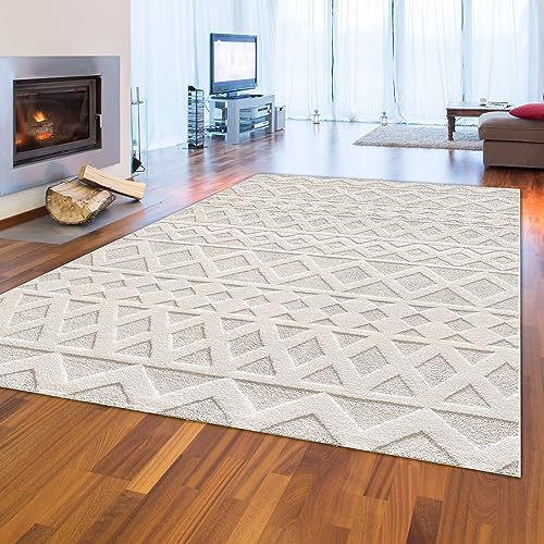 Teppich-Traum Wohnzimmer Schlafzimmer Kinderzimmer Kurzflor Moderner Designerteppich Rauten Muster weich Skandinavisches Muster Boho Style 160x230 cm