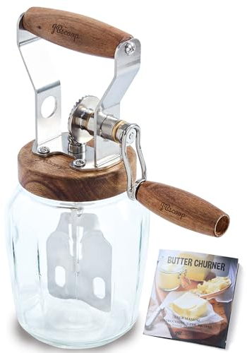 JBscoop Butter Churn, Hand Crank Butter Churner, Manual Butter Maker, 304 SS and Acacia Wood. Create Delicious Homemade Butter With Your Own Hand Crank Dazey Butter Churner (Turn N Churn)