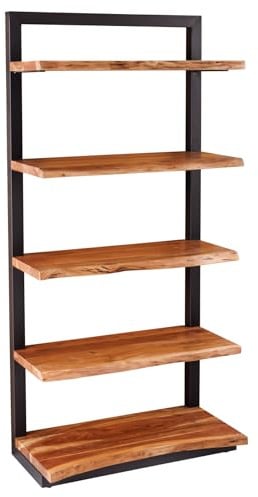 Riess Ambiente Massives Bücherregal Mammut 180cm Akazie schwarz fünf Regalböden Holzregal