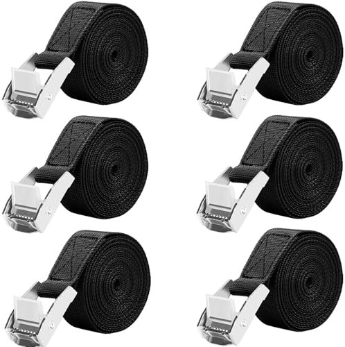 LUZOON Spanngurte 6 Stück-2.5M Spanngurt Zurrgurte mit Ratsche Belastbar bis 250 kg (6 Stück Schwarz–2.5 m x 25 mm)