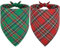 Vivifying Halstuch Hund, 2Pcs Einstellbare Dreieck Hundehalstuch mit Schachbrettartig, Hundekostüm Weihnachten für kleine mittlere große Hunde (XL, Grün & Rot)