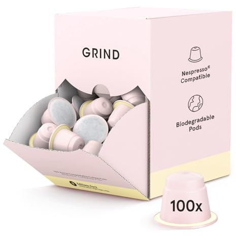 Grind India Dark Coffee Pods – Pack of 100 Biodegradable Arabica Capsules – Single Origin – Nespresso® Original Compatible – Home Compostable – Barista Quality and Specialty Grade – Dark Roast