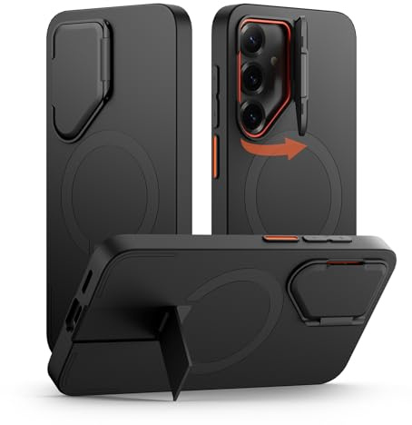 SURITCH Magnetisch Hülle Kompatibel mit Samsung Galaxy S25 Plus 5G Handyhülle mit Metall Ständer & Kameraschutz Stoßfest Schutzhülle Kratzfest Case für Galaxy S25 Plus (Schwarz)