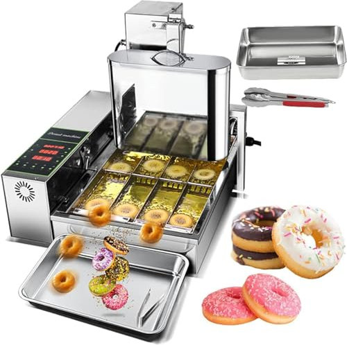HMASNSEIY 2000W Fully Automatic Donut Making Machine (4 Rows) - 5.5L Hopper + Intelligent Control Panel, Donut Fryer (1750Pcs/H), Adjustable Donut Thickness/Size + Auto Flip-1pc
