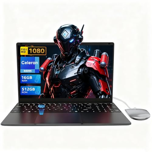 LEEDOW 15.6 Inch Laptop Computer, 16GB DDR4 512GB SSD, Celeron N5095 2.9GHz CPU, 5000mAh Battery Business Notebook PC