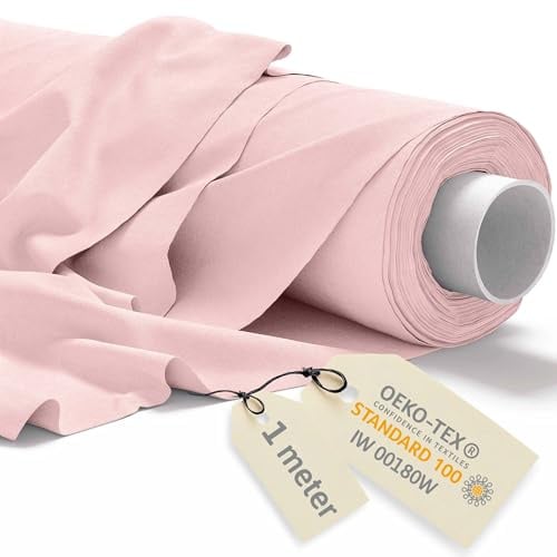 DreamRoots Baumwollstoff Meterware 160 cm, Hellrosa, 1 m Vorschnitt | Stoff zum Nähen, Polsterstoff, 145 g/m² Baumwolle, Leinwand, Segeltuch, Gardinenstoff, Molton