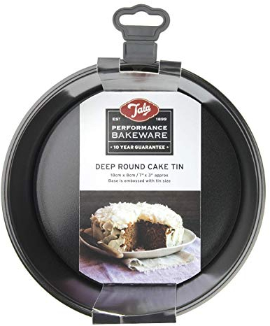 Tala Moule à Gâteau Rond Profond Performance, Fond Amovible, Acier au Carbone de Qualité Professionnelle avec Revêtement Antiadhésif Eclipse, 18 cm; Idéal pour Gâteaux et Pâtisseries de Fête