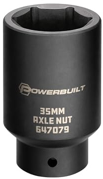 Powerbuilt 35mm Axle Nut Socket, 1/2-Inch Drive, 6 Point, Remove Front Wheel Drive Axles Shaft Nuts - 647079