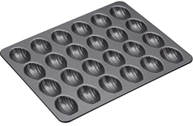 MasterClass Madeleine-Blech mit PTFE-, PFOA- und BPA-freier Antihaftbeschichtung, robuster 1 mm dicker Kohlenstoffstahl, 24-Loch-Kuchenform, Grau