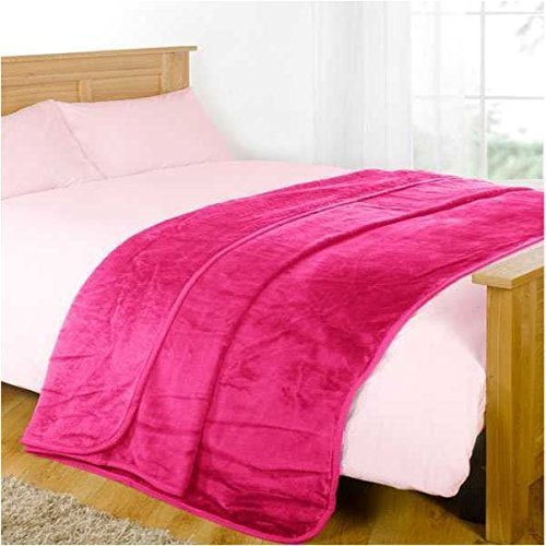 Soft Faux Fur Mink Bed Throw Blanket, Medium Double Size 150cm x 200cm, Pink - Mountain Moose Co. by Mountain Moose Co.
