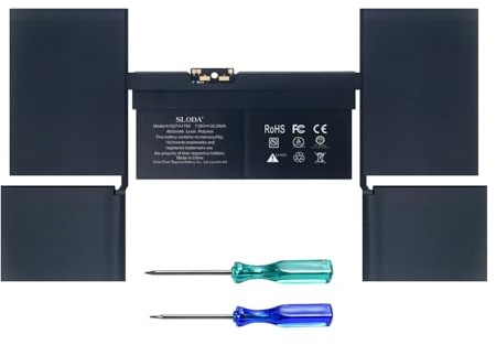 SLODA A1527 Laptop Akku Ersatz für MacBook Retina 12 A1534 A1705 (Anfang 2015 2016 Mitte 2017) EMC2746, EMC2991, EMC3099 [Li-Polymer 7.56V 4800mAh]