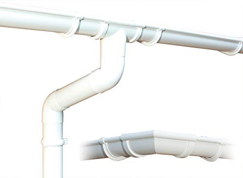 Kit gouttière PVC pour quatre versants | GD16 | disponible en 4 couleurs | Idéal pour votre abri ou chalet de jardin ! (Kit complet circonférence jusqu'à 21.00 m, Blanc)