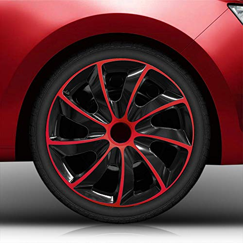 Autoteppich Stylers 13 13 Zoll Radkappen/Radzierblenden Radblenden RK2 (Schwarz-rot) 4er Set