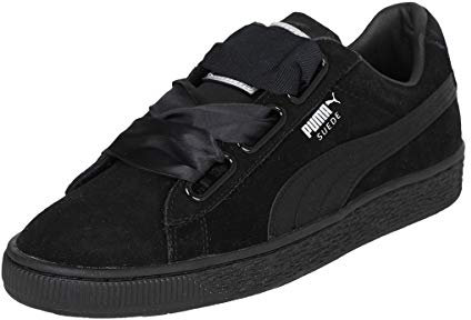PUMA Femme Suede Heart EP Sneakers Basses, Black-Metallic Beige, 36 EU