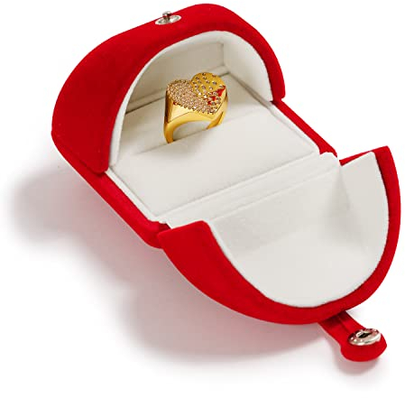 Oirlv Rote Samt-Ringschatulle für Antrag/Verlobung/Hochzeit, Premium-Schmuck-Geschenkbox