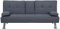 3-Sitzer Schlafsofa Stoffbezug grau mit integriertem Tisch Klapparmlehne Roxen