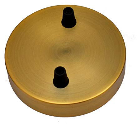 DC Voltage Multi Outlet Ceiling Rose (2-8 Point Available) Multiple Drop for Swag or Pendant Ceiling Light Fitting Vintage Retro ES E27 Braided Flex Lamp Holder (Yellow Brass Point 2)