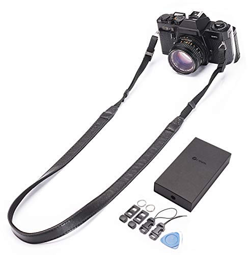 CANPIS CP008 Sangle de cou en cuir véritable à fermeture rapide pour appareil photo reflex numérique Nikon Canon Sony Pentax Leica Olympus Fuji