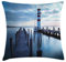 ABAKUHAUS maritim Kissenbezug, Leuchtturm Meer bei Sonnenaufgang, Digitaldruck Waschbar Farbfester Kopfkissenhülle Reißverschluß Beidseitiger Druck, 40 x 40 cm, Dark Brown-Schiefer-Blau