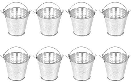 8Pcs Mini Silver Tinplate Buckets Cute Small Flower Pots for Home Decor Ideal for Windowsill or Desk Decoration