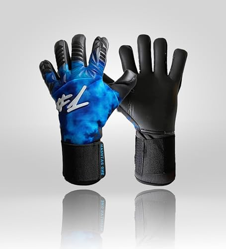 #1 HashtagOne Profi Grip Torwarthandschuhe für Erwachsene, Kinder Torwarthandschuhe, Fußballhandschuhe Herren, Torwarthandschuhe Kinder, Diverse Größe und Farben (7, Blau schwarz)