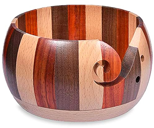 Coopay Garnschüssel, Wollhalter, Garnhalter aus Holz für Strick- und Häkelprojekte, schöne Qualität, Wollknäul-Organizer, weiche, glatte Oberfläche, schützt Wolle, verhindert Verheddern, groß