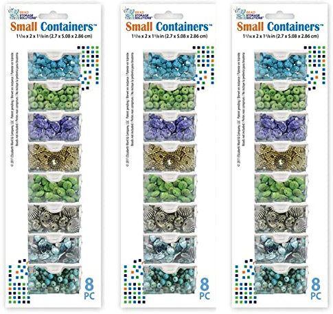 Elizabeth Ward Bead Storage Solutions 8 Piece Craft Organizing Storage Containers for Small Beads, Crystals, and Fasteners, Clear (3 Pack)