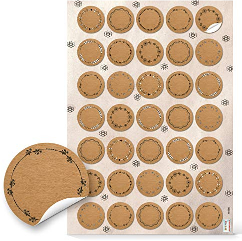Logbuch-Verlag 35 kleine Sticker zum Beschriften Blanko Etiketten Aufkleber für Namen Gläser Haushaltsetiketten braun 3,2 cm