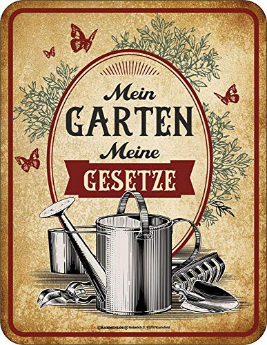 empireposter Mein Garten - Meine Gesetze - hochwertig bedrucktes Blechschild - Größe 17x22 cm