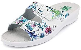 JOMIX Ciabatte Donna Estive Comode Ciabatte Donna Casa Estive Zeppa Pantofole Aperte Ortopediche Anatomiche ITD1474-8 (Fiorato Blu, 41)