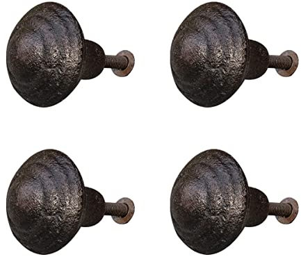 TentHome 4 Stück Möbelknöpfe Shabby Chic Vintage Möbelknauf Schrankknopf Gusseisen Schubladenknopf Antik Schwarz Matt Knauf für Schrank Schublade Küche Kommode (klein, Spirale)