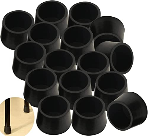 Gummi Stuhl Kappen, 16 Stück Gummi Stuhlbeinkappen, Schutzkappen Für Stuhlbeine, Füße Pads, Stuhlkappen, Stuhlbeinschutz, Schwarz für Runde Beine 16mm