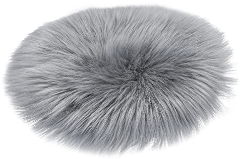 Sibba Kunstpelz Flauschiger Teppich Stuhlunterlage 30 cm Kleiner runder Bezug Sitzkissen Teppichmatte weiche Sitzcouch für Wohnzimmer Fotografieren Hintergrund Basteln Schreibtischteppiche (Grau)